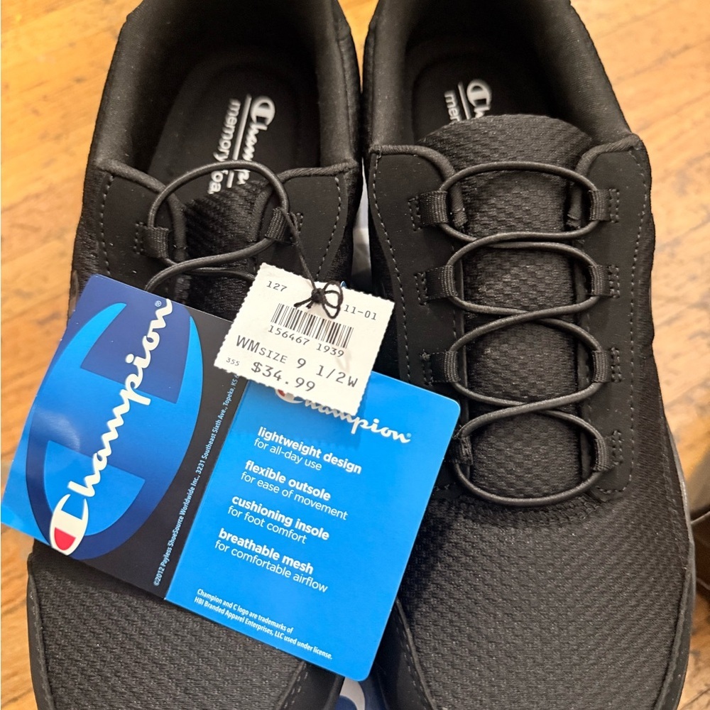 Champion Black Mesh Slip-On Athletic Shoes